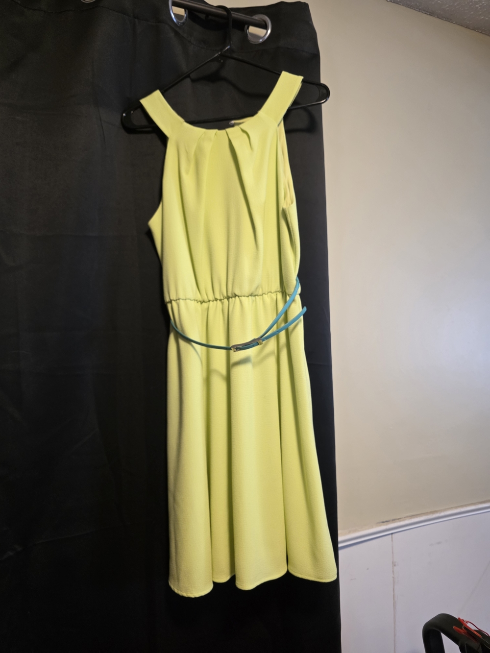 Chartreuse Halter-Style Women's Dress with Belt